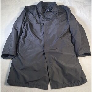 Vintage Gap Coat Mens XL Gray Insulated Button Front Raincoat Lined Trench